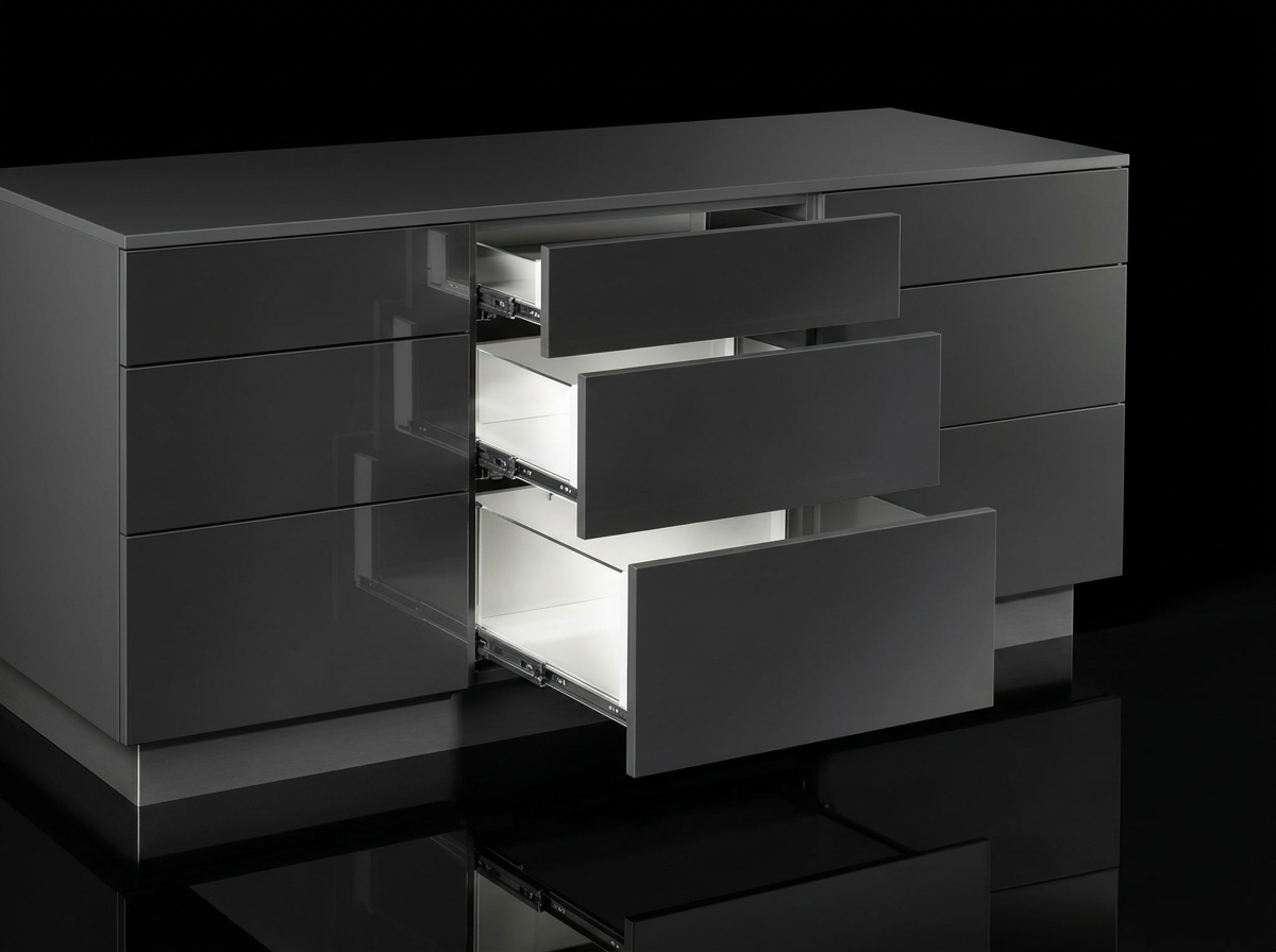 Modern black cabinet with glossy finish